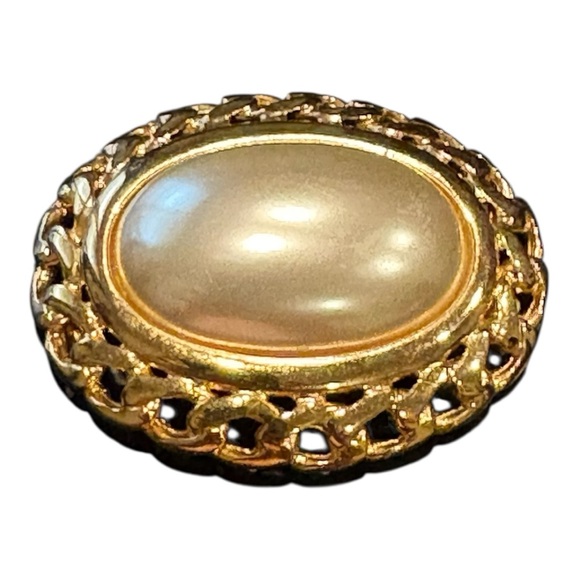 Napier Marked Vintage 80’s Faux Pearl Cabochon Gold Filagree JB5 - Picture 2 of 6